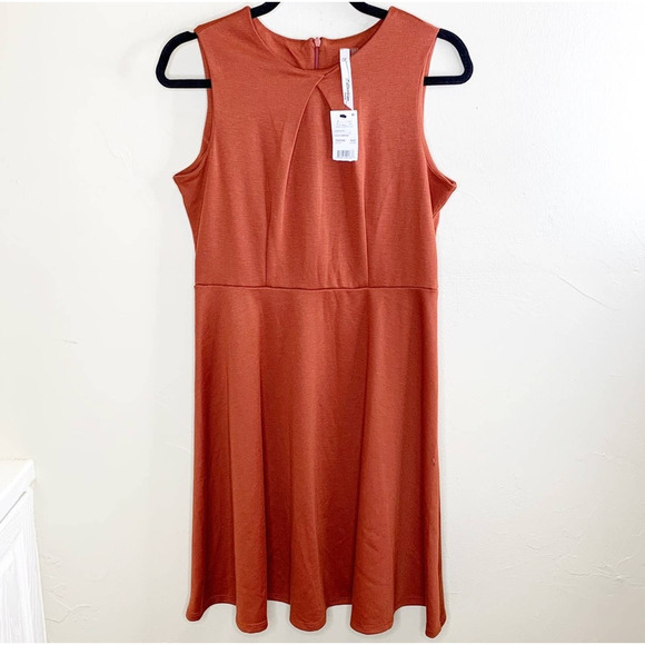 NY Collection Orange Rust Sleeveless Fit & Flare Dress NWT Petite Size PS - Picture 1 of 7